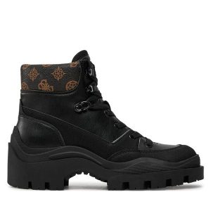Botki Guess. Czarne botki Guess, z aplikacjami, bez obcasa, na płaskiej podeszwie, bez zapięcia. Za 359,99 zł.
