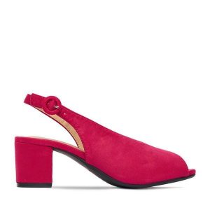 Sandały JENNY. Czerwone sandały Jenny, bez wzorów, bez obcasa, na słupku, bez zapięcia. Za 99,99 zł.