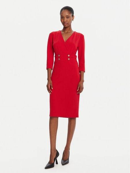 Rinascimento Sukienka koktajlowa CFC0126151003 Czerwony Slim Fit. Czerwone kombinezony Rinascimento, m, bez wzorów, z syntetyku, wizytowe, bez kołnierzyka, bez ramiączek. Za 389,99 zł.