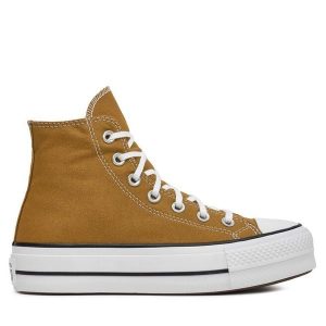 Trampki Converse. Brązowe trampki Converse, bez wzorów, bez zapięcia. Za 279,99 zł.