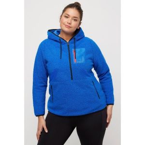 Damskie Polarowa bluza nadrukowane współrzędne zasuwane kieszenie długie rękawy. Niebieskie bluzy Ulla Popken, na zimę, plus size, bez wzorów, z materiału, bez kaptura. Za 294,99 zł.