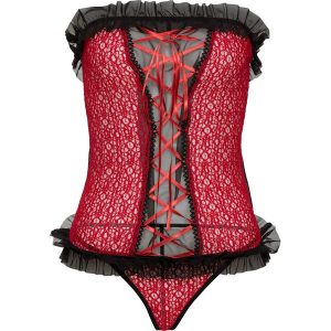 Top + stringi (2 części) bonprix czerwono-czarny. Komplety bielizny marki bonprix. Za 74,99 zł.