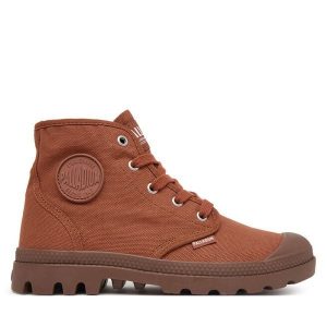 Trapery Palladium. Brązowe buty zimowe Palladium, bez obcasa, bez zapięcia. Za 379,99 zł.
