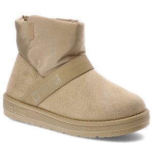 Beżowe Śniegowce Big Star Stylowe Ocieplane Buty Damskie. Brązowe buty zimowe Big Star, z syntetyku, bez obcasa, bez zapięcia. Za 139,00 zł.