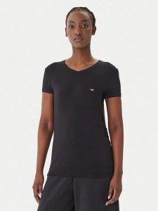 Emporio Armani T-Shirt EW000409 AF19024 UC001 Czarny Regular Fit. Czarne t-shirty Emporio Armani, m, bez wzorów, z bawełny, bez kołnierzyka, bez ramiączek. Za 259,99 zł.
