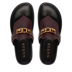 Japonki Guess. Czerwone klapki Guess, z aplikacjami, bez obcasa. Za 494,99 zł.