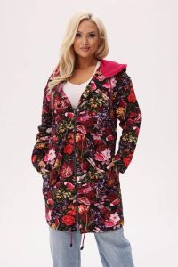 Bluza z kapturem Bloom - florystyczny print z akcentem ważek PLUS SIZE XXL OVERSIZE JESIEŃ. Różowe bluzy Moda Size Plus Iwanek, na jesień, plus size, bez wzorów, z bawełny, z kapturem. Za 329,90 zł.