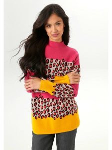 Aniston Sweter w kolorze różowo-żółtym rozmiar: 38. Różowe swetry oversize Aniston, bez wzorów, bez ramiączek. Za 83,03 zł.