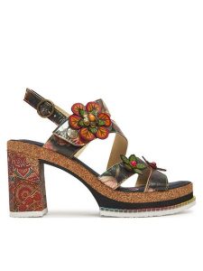 Laura Vita Sandały Naomio 16 Czarny. Czarne sandały LAURA VITA, bez wzorów, ze skóry, bez obcasa, na słupku, bez zapięcia. Za 299,99 zł.