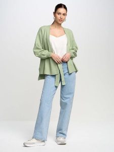 BIG STAR Kardigan w kolorze zielonym rozmiar: L. Zielone kardigany Big Star, l, bez wzorów, z tkaniny, bez ramiączek. Za 109,99 zł.