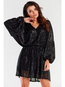 Awama Sukienka w kolorze czarnym rozmiar: onesize. Czarne sukienki Awama, bez wzorów, bez kołnierzyka, bez ramiączek, mini. Za 279,99 zł.