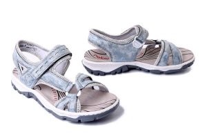 RIEKER 68879-12 blue, sandały damskie. Niebieskie sandały Rieker, bez wzorów, bez obcasa, bez zapięcia. Za 255,92 zł.