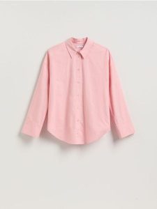 Bawełniana koszula - różowy. Czerwone koszule Reserved, l, bez wzorów, z bawełny, bez kołnierzyka, bez ramiączek. Za 109,99 zł.