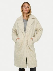 ONLY Kożuch Catalina 15322420 Beżowy Regular Fit. Brązowe płaszcze ONLY, xs, bez wzorów, z syntetyku, bez kaptura. Za 379,99 zł.