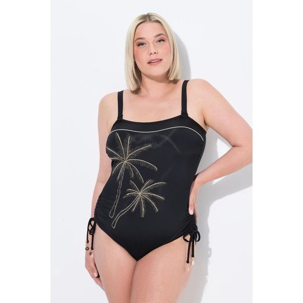 Damski Strój kąpielowy uniwersalny miękkie miseczki odpinane ramiączka. Czarne stroje jednoczęściowe Ulla Popken, bez wzorów, z elastanu. Za 294,99 zł.