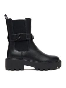 Nine West Sztyblety CEO-KAMILA-01 Czarny. Czarne botki Nine West, bez wzorów, z materiału, bez obcasa, na płaskiej podeszwie, bez zapięcia. Za 279,99 zł.