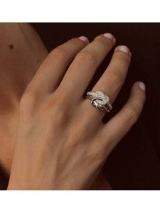 Eclat d'Argent Pozłacany pierścionek z cyrkoniami rozmiar: 58. Szare pierścionki Eclat d'Argent, z cyrkonią, pozłacane. Za 282,80 zł.