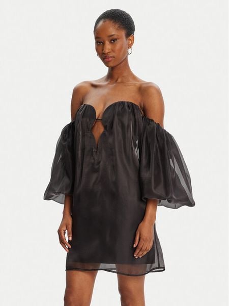 Bardot Sukienka koktajlowa Freda Volume 59968DB Czarny Regular Fit. Czarne kombinezony Bardot, bez wzorów, z syntetyku, wizytowe, bez kołnierzyka, bez ramiączek. Za 379,99 zł.