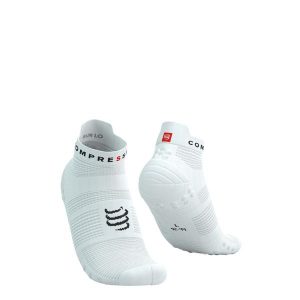 Skarpetki biegowe Compressport ProRacing Socks V4 Run Low white/black. Białe skarpetki Compressport, bez wzorów. Za 79,99 zł.