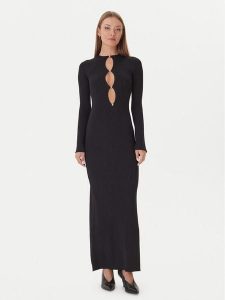 Bardot Sukienka dzianinowa 59801DB Czarny Slim Fit. Czarne kombinezony Bardot, m, bez wzorów, z dzianiny, bez kołnierzyka, bez ramiączek. Za 469,99 zł.