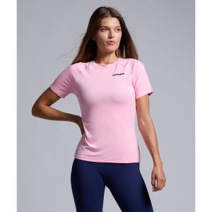 Koszulka do tenisa/padka damska ekologiczna. Niebieskie bluzki NORDICDOTS, bez wzorów, sportowe, bez kołnierzyka, bez ramiączek. Za 105,00 zł.