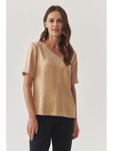 TATUUM Bluzka w kolorze beżowym rozmiar: 40. Brązowe bluzki Tatuum, bez wzorów, z wiskozy, bez kołnierzyka, bez ramiączek. Za 92,42 zł.