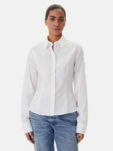 Guess Jeans Koszula W6RH66 WH7P1 Biały Regular Fit. Białe koszule Guess Jeans, xxl, z aplikacjami, z bawełny, bez kołnierzyka, bez ramiączek. Za 299,99 zł.