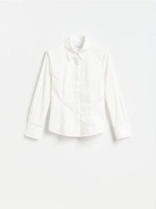 Taliowana koszula z bawełną - biały. Białe koszule Reserved, l, bez wzorów, z bawełny, bez kołnierzyka, bez ramiączek. Za 99,99 zł.