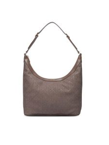 Calvin Klein Torebka Emblem Aop Sueded M Shoulder Bag LV04F3881G Beżowy. Brązowe torebki klasyczne Calvin Klein, bez wzorów, ze skóry, bez dodatków. Za 649,99 zł.