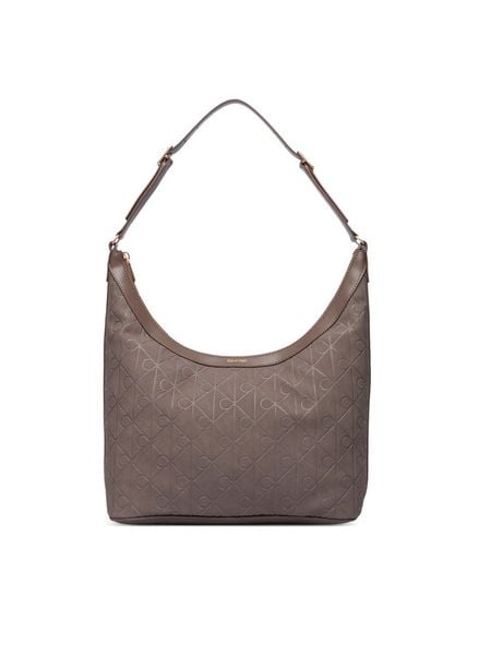 Calvin Klein Torebka Emblem Aop Sueded M Shoulder Bag LV04F3881G Beżowy. Brązowe torebki klasyczne Calvin Klein, bez wzorów, ze skóry, bez dodatków. Za 649,99 zł.