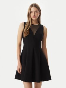 Morgan Sukienka koktajlowa 261-RCOEUR Czarny Regular Fit. Czarne sukienki Morgan, bez wzorów, z syntetyku, wizytowe, bez kołnierzyka, bez ramiączek. Za 364,99 zł.