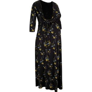 Sukienka ciążowa i do karmienia. Czarne sukienki bonprix, bez wzorów, bez kołnierzyka, moda ciążowa, bez ramiączek, kopertowe. Za 149,99 zł.
