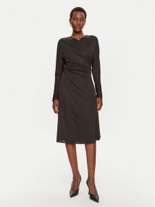 Boss Sukienka koktajlowa Ettita 50523130 Czarny Slim Fit. Czarne sukienki Boss, xs, bez wzorów, z syntetyku, wizytowe, bez kołnierzyka, bez ramiączek. Za 689,00 zł.