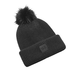 Czapka zimowa damska UNDER ARMOUR 1373098 z pomponem. Czarne czapki Under Armour, bez wzorów, sportowe. Za 49,99 zł.