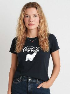WOOOP Koszulka "Enjoy Coca Cola" w kolorze granatowym rozmiar: XL. Niebieskie bluzki Wooop, xl, bez wzorów, bez kołnierzyka, bez ramiączek. Za 74,81 zł.