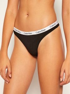 Calvin Klein Underwear Stringi 0000D1617E Czarny. Czarne stringi Calvin Klein Underwear, bez wzorów, z bawełny. Za 49,99 zł.