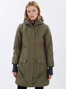 Finside Parka zimowa "Oikku" w kolorze khaki rozmiar: 34. Brązowe płaszcze Finside, na zimę, s, bez wzorów, bez kaptura. Za 652,45 zł.