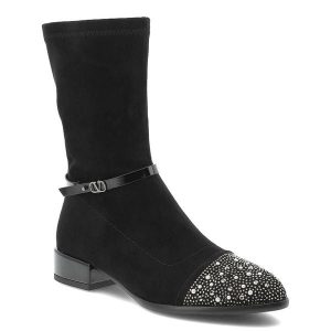 Czarne Botki S.Barski Eleganckie Buty Damskie. Czarne botki S.BARSKI, bez wzorów, bez obcasa, bez zapięcia. Za 279,00 zł.