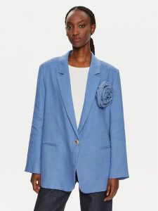 ViCOLO Marynarka TB1500 Niebieski Relaxed Fit. Niebieskie marynarki i żakiety ViCOLO, bez wzorów, ze lnu. Za 549,99 zł.