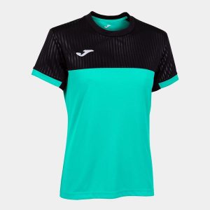 Koszulka do tenisa z krótkim rekawem damska Joma SHORT SLEEVE T- SHIRT. Czarne t-shirty JOMA, s, bez wzorów, bez kołnierzyka, bez ramiączek. Za 89,00 zł.