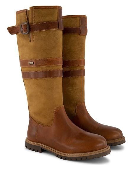 TRAVELIN' Skórzane kozaki "Norway" w kolorze jasnobrązowym rozmiar: 39. Brązowe kozaki Travelin', na zimę, bez wzorów, z wełny, bez obcasa, bez zapięcia. Za 388,16 zł.