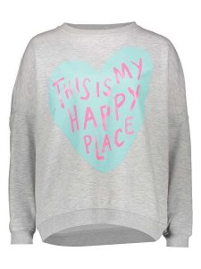 Miss goodlife Bluza "This is my happy place" w kolorze szarym rozmiar: S. Szare bluzy miss goodlife, s, bez wzorów, z bawełny, bez kaptura. Za 193,24 zł.