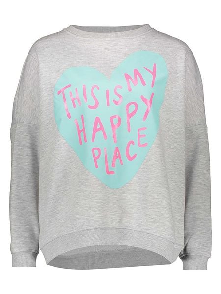 Miss goodlife Bluza "This is my happy place" w kolorze szarym rozmiar: XS. Szare bluzy miss goodlife, xs, bez wzorów, z bawełny, bez kaptura. Za 183,59 zł.
