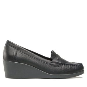 Półbuty Go Soft. Niebieskie półbuty Go Soft, bez wzorów, bez obcasa, na koturnie, bez zapięcia. Za 199,99 zł.