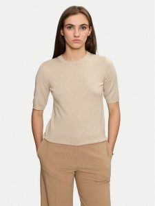 Kaffe Sweter Lizza 10508445 Beżowy Regular Fit. Brązowe swetry klasyczne Kaffe, m, z wiskozy, bez kołnierzyka. Za 119,99 zł.