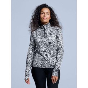 Bluza narciarska - Damska - Cabin Life - Biały/czarny. Białe bluzy POEDERBAAS, na zimę, xs, bez wzorów, z elastanu, bez kaptura. W wyprzedaży za 221,12 zł.