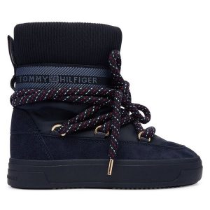 Śniegowce Tommy Hilfiger. Niebieskie buty zimowe TOMMY HILFIGER, bez obcasa, bez zapięcia. Za 559,99 zł.