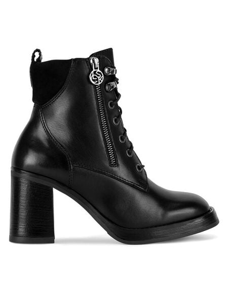 Lasocki Trzewiki RST-TOP-01 Czarny. Czarne botki Lasocki, bez wzorów, ze skóry, bez obcasa, na słupku, bez zapięcia. Za 209,99 zł.