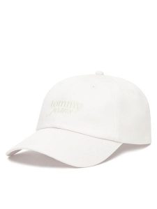 Tommy Jeans Czapka z daszkiem Script AW0AW17815 Biały. Białe czapki Tommy Jeans, bez wzorów, z bawełny. Za 109,99 zł.
