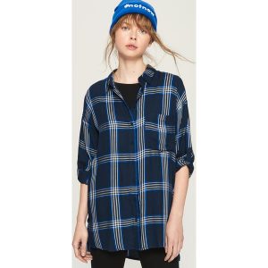 Koszula oversize w kratkę - Niebieski. Koszule marki Sinsay. W wyprzedaży za 39,99 zł.